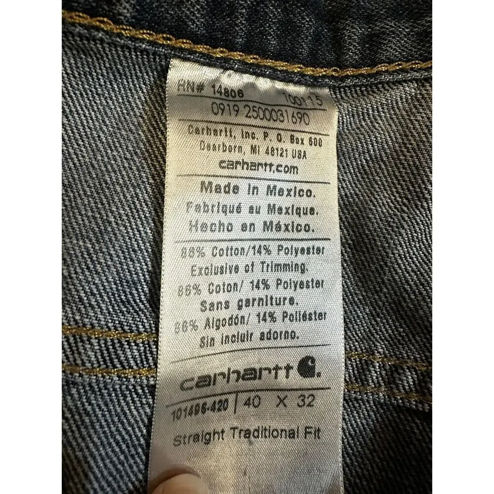 CARHARTT Straight Traditional Fit Jeans 40 X 32 Men’s